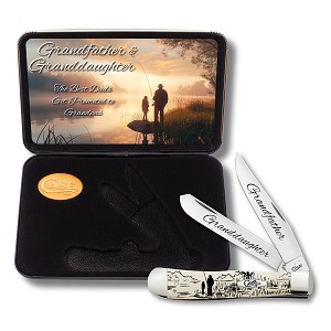 Case XX Grandfather & Granddaughter Smooth Natural Bone 6254 Trapper Gift Set 