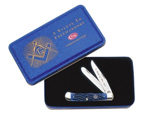 Case XX Blue Jigged Bone Masonic 6254 Trapper 