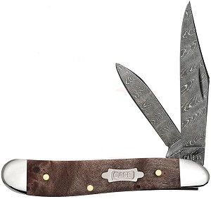 Case XX Maple Burl Wood Ladder Damascus 7220 Peanut 