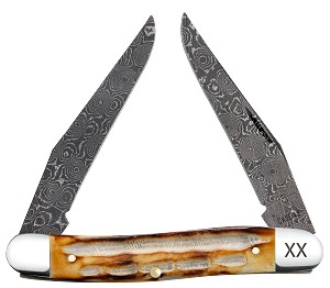 Case XX Deep Canyon Jigged Burnt Bone Damascus Muskrat 