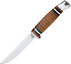 Case XX Stacked Leather 3 Finn Fixed Blade Knife 