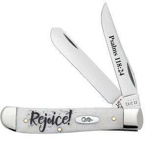 Case XX Religious Sayings Rejoice Psalms 118:24 Bone 6207 Mini Trapper 