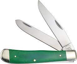 Frost Cutlery Green Smooth Bone Trapper Pocket Knife 