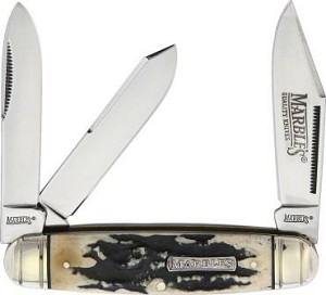 Marbles Black Stag Bone Cattleman's Whittler Pocket Knife 