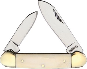 Marbles White Smooth Bone Canoe Pocket Knife 