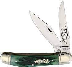 Marbles Green Stag Bone Copperhead Pocket Knife 