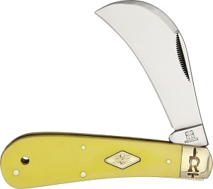 Rough Rider Yellow Carbon Steel Hawkbill Knife 