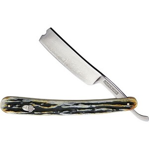 Rough Rider Cinnamon Bone Stag Damascus Razor Knife 