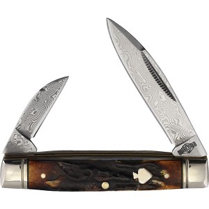 Rough Rider Cinnamon Bone Stag Damascus Intern 