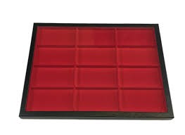 Riker 16" x 12" Glass Top 12 Slot Display Case - Red 