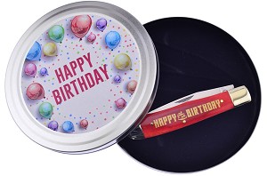  Frost Cutlery Red Smooth Bone Happy Birthday Trapper  