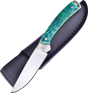 Hen and Rooster Green Bone Fixed Blade 