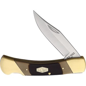 Schrade Old Timer Cave Bear Lockback Knife Brown Sawcut Bone Handles 